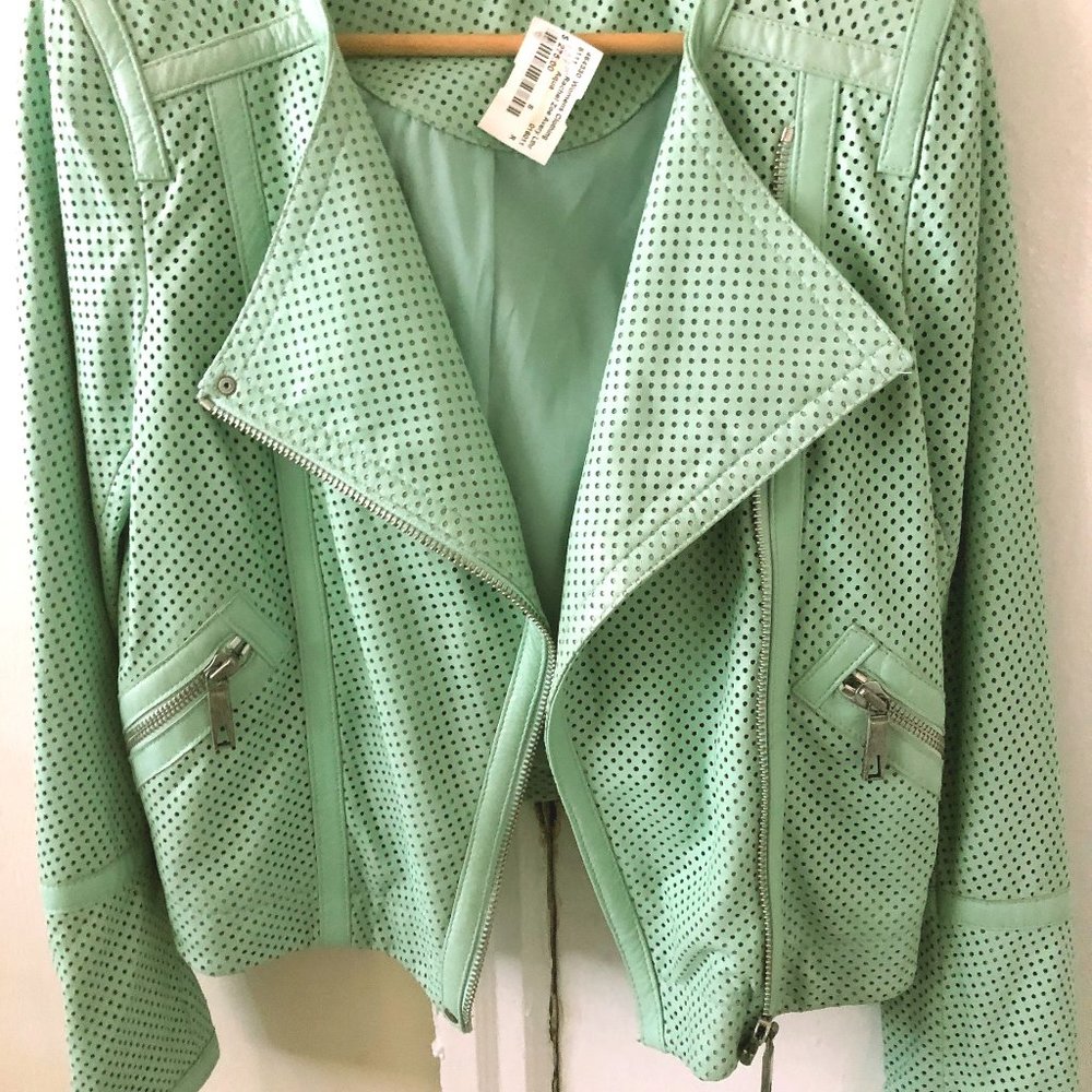 Rachel Zoe "Avery" Perforated Leather Jacket Size